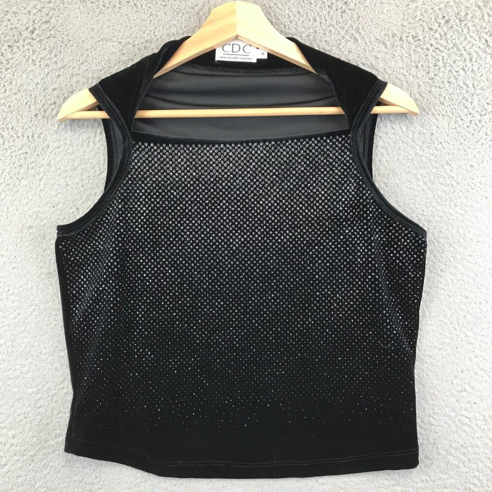 Vintage CDC Black Velvet sleeveless top size‎ 8